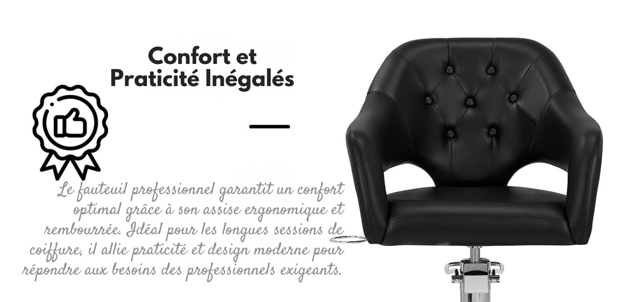 Fauteuil de coiffure Prestigio Noir & Chromé